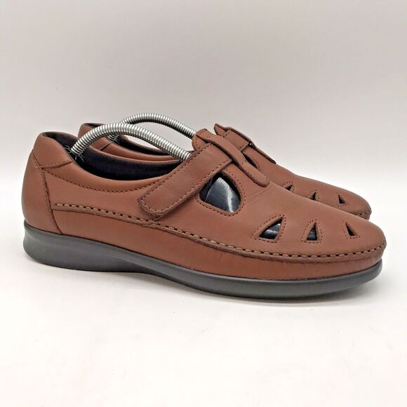 SAS Roamer Easy Strap Mary Jane Shoes Women's 8.5N Brown Leather Tripad Comfort - Picture 1 of 11